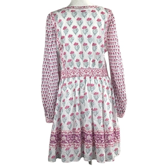 HAUTE HIPPIE COTTON FLORAL BOHO TIE FRONT MINI DRESS SIZE LARGE - Picture 2 of 12